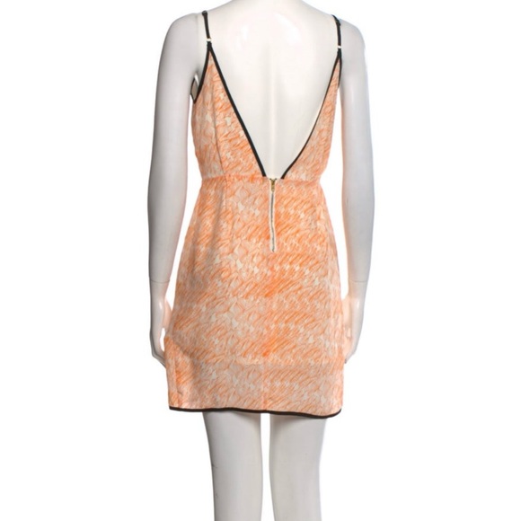 Line and Dot/silk peach Wrap Dress with Black Trim/open back - Picture 3 of 3